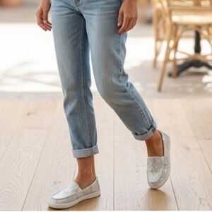 Roxy Women's Textured Slip-On Flats - White and Grey